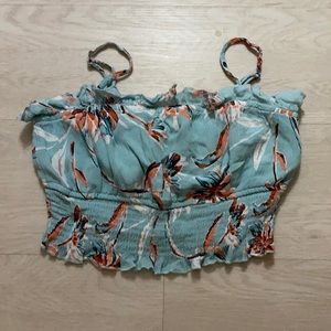 Blue tropical crop top